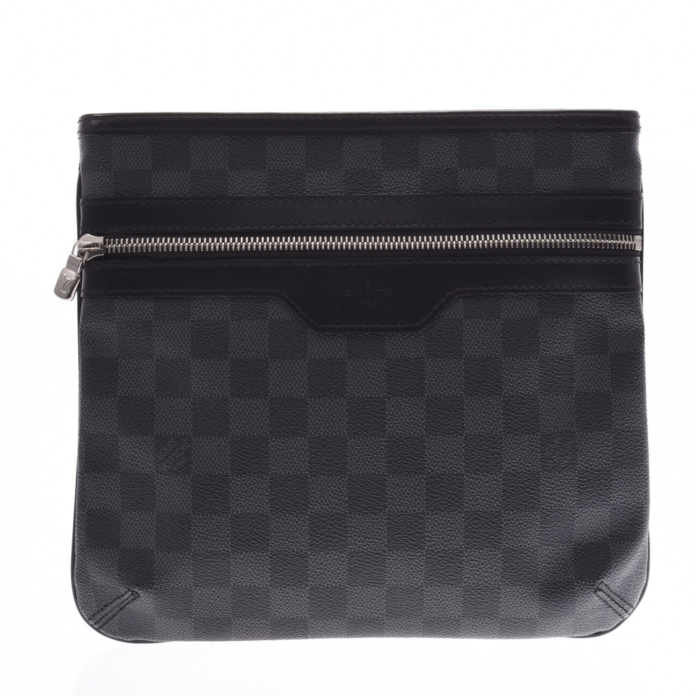 LOUIS VUITTON ルイヴィトン ダミエ トマス 黒/グレー N58028 メンズ ダミエグラフィットキャンバス レザー ショルダーバッグ Aランク 中古 