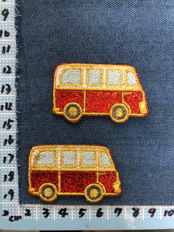 2枚入 バス　刺繍アイロンワッペン　働くアイロンワッペン刺繍ワッペン