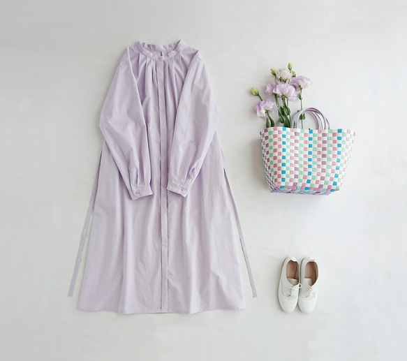 【SALE】２WAYコットンタックワンピース　Lavender