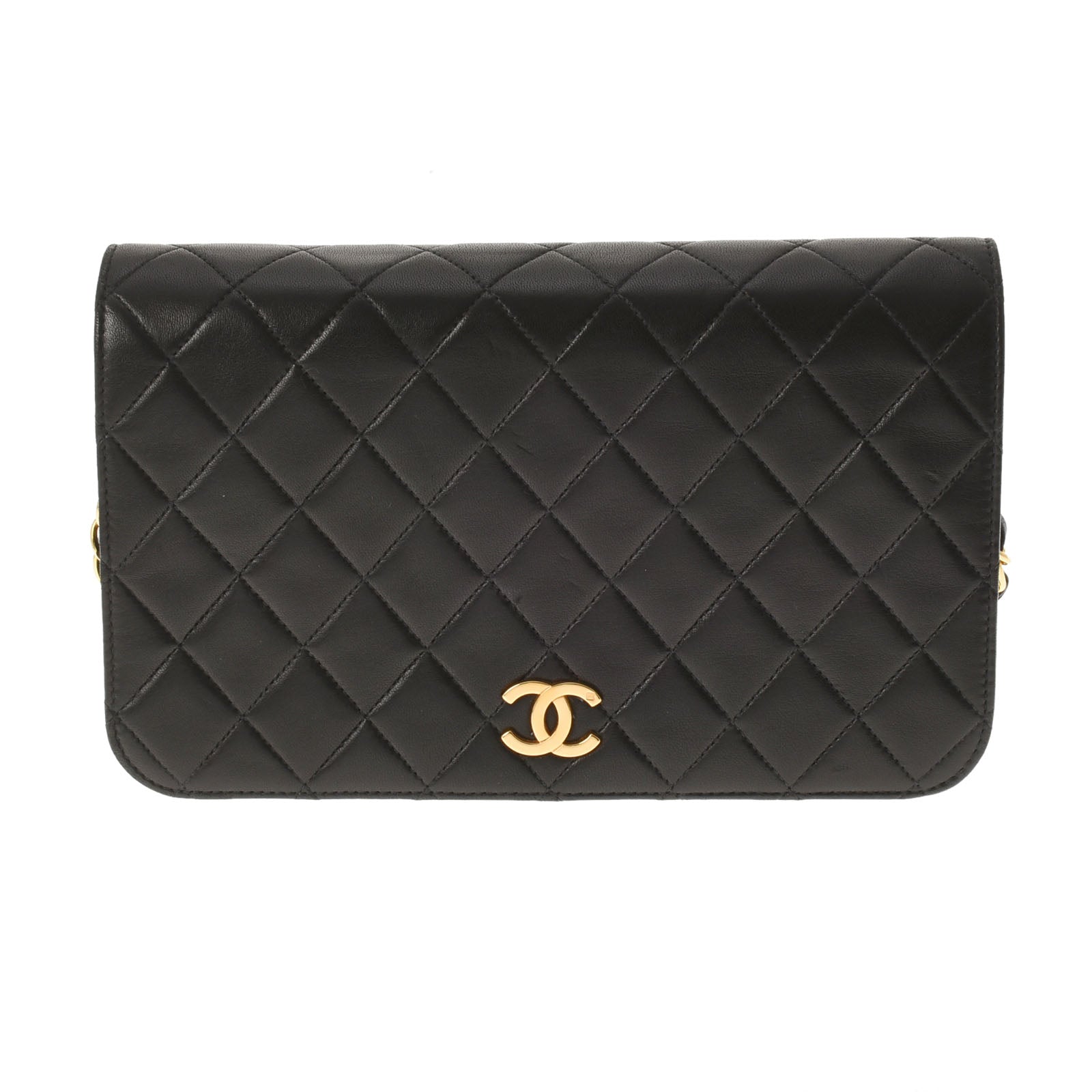 CHANEL シャネル マトラッセ チェーンショルダー プッシュロック 黒 ゴールド金具 レディース ラムスキン ショルダーバッグ ABランク 中古 