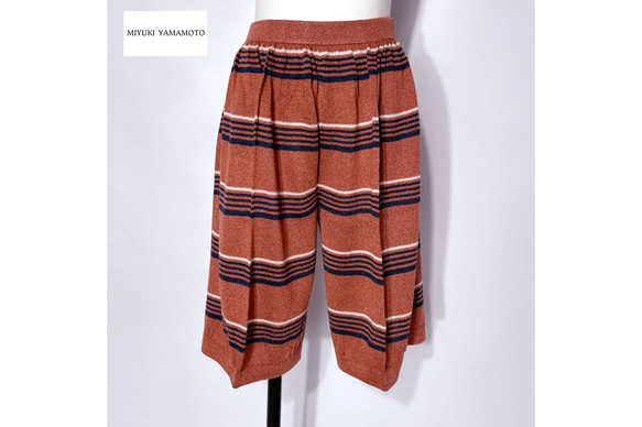 サマーニット✿テラコッタ  グリッター ストライプ ハーフパンツ　373 TERRACOTTA STRIPE