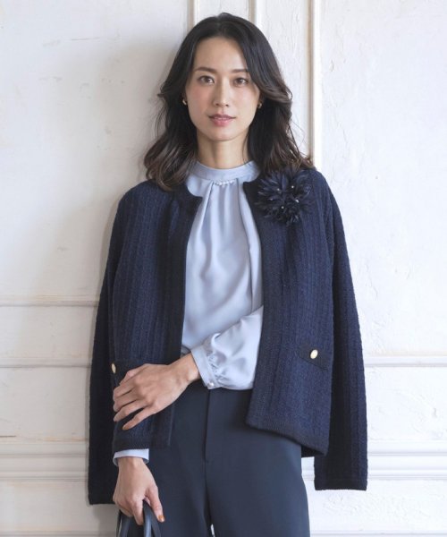 【WEB限定カラーあり・洗える】TWEED ニット ジャケット