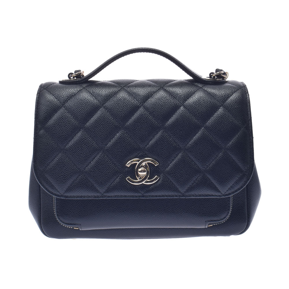 CHANEL シャネル マトラッセ トップハンドル フラップバッグ 2WAY 黒 ゴールド金具 レディース キャビアスキン ショルダーバッグ Aランク 中古 