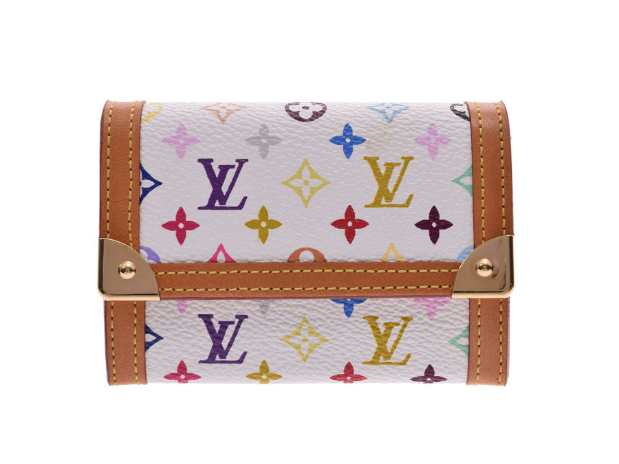 ルイヴィトン マルチカラー プラ 白 M92657 レディース 本革 コインケース 小銭入れ ABランク LOUIS VUITTON 中古 