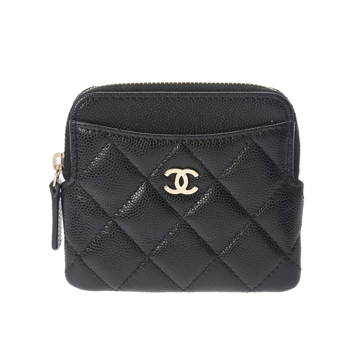 CHANEL シャネル マトラッセ ブラック ゴールド金具 レディース キャビアスキン コインケース Aランク 中古 