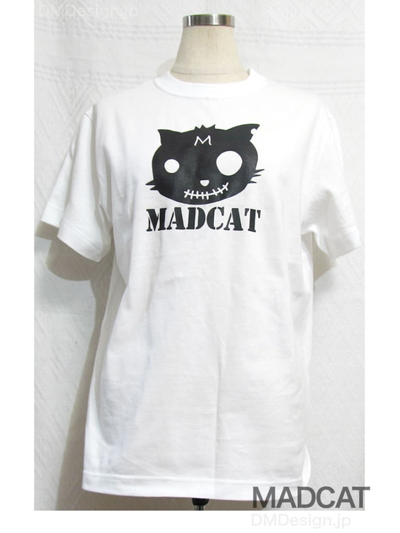 プリント半袖Tシャツ「MADCAT」黒猫（受注生産品）サイズS〜XL