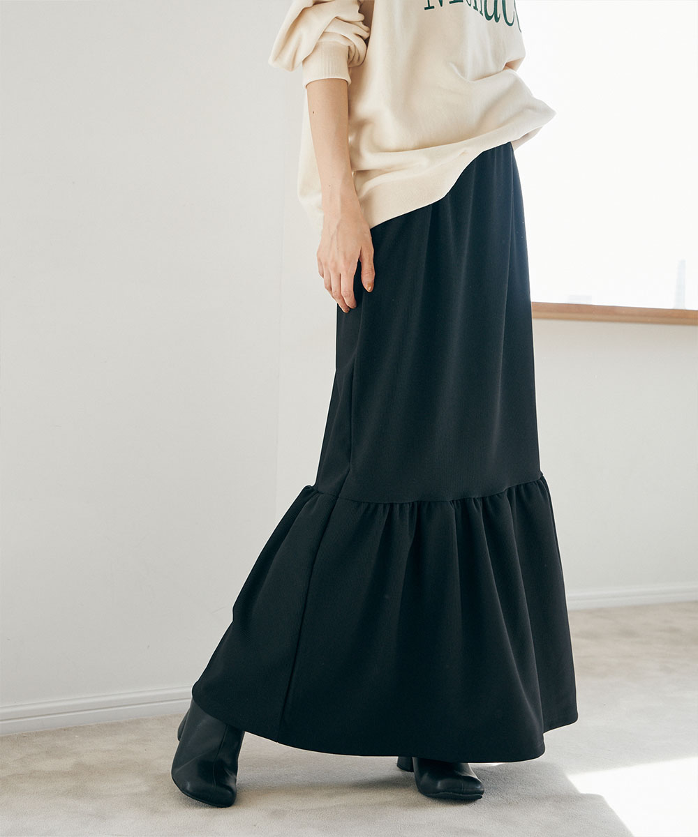 マージュール/RIB TIERED SKIRT