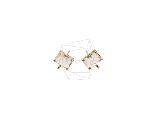 ERG-2021-G【2個入り】スクエアガラスピアス,Square Glass Post Earring