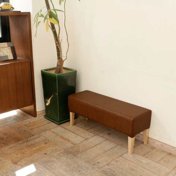 【Creema限定】1.5 seater Bench D300（ナチュラル×合成皮革：ライトブラウン）