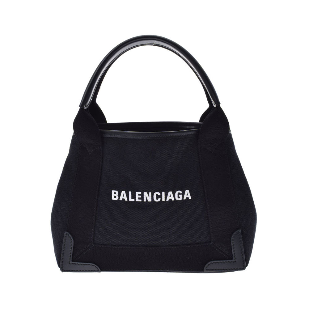 BALENCIAGA バレンシアガ ネイビーカバ XS  黒 レディース キャンバス ハンドバッグ Aランク 中古 