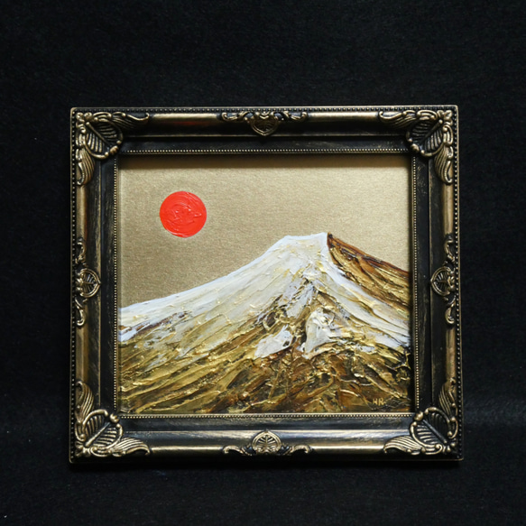 油絵 ミニ絵画 【黄金富士山】