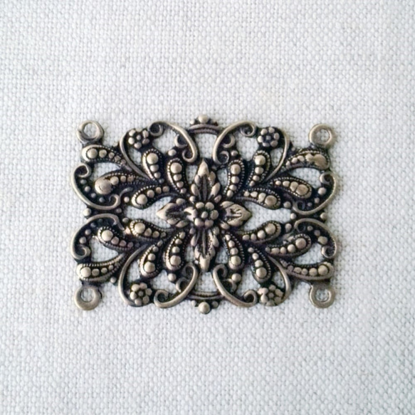 Floral Ocagon Filigree 35.7x27.1mm [FIN-042]＊4-Ring＊1個＊