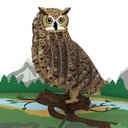 ポップアップグリーティングカード　Horned Owl