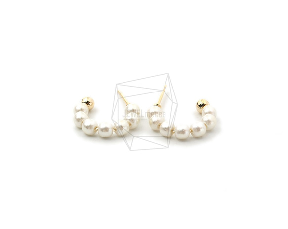 ERG-1525-G【2個入り】パールCシェイプピアス,Pearl C shape Post  Earring