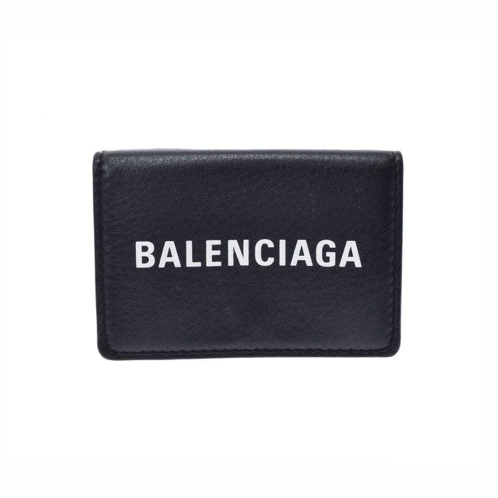 BALENCIAGA バレンシアガ エブリデイ ミニウォレット 黒/白 レディース レザー 三つ折り財布 Bランク 中古 