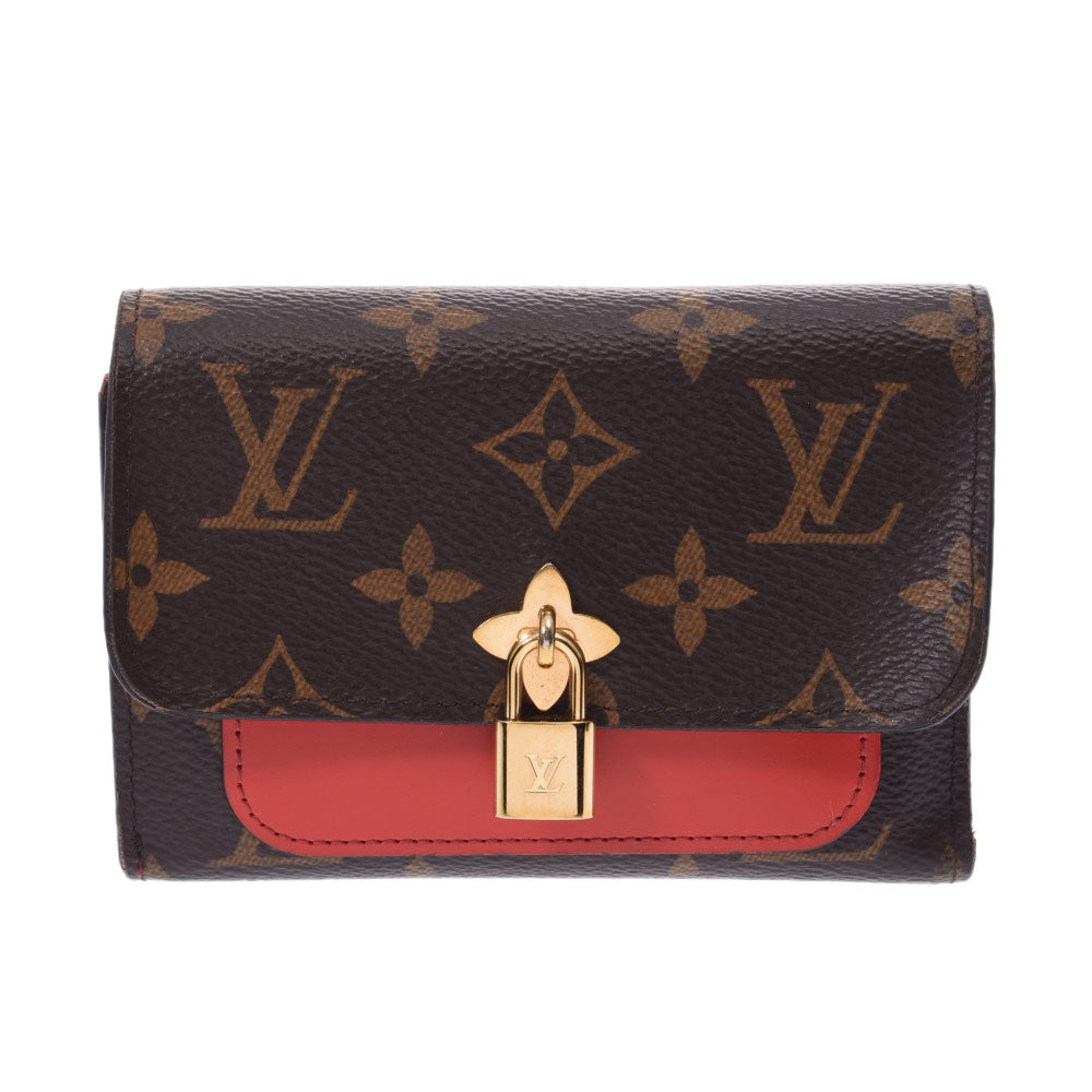 LOUIS VUITTON ルイヴィトン モノグラム ポルトフォイユ フラワー コンパクト コクリコ M62567 レディース 三つ折り財布 Bランク 中古 