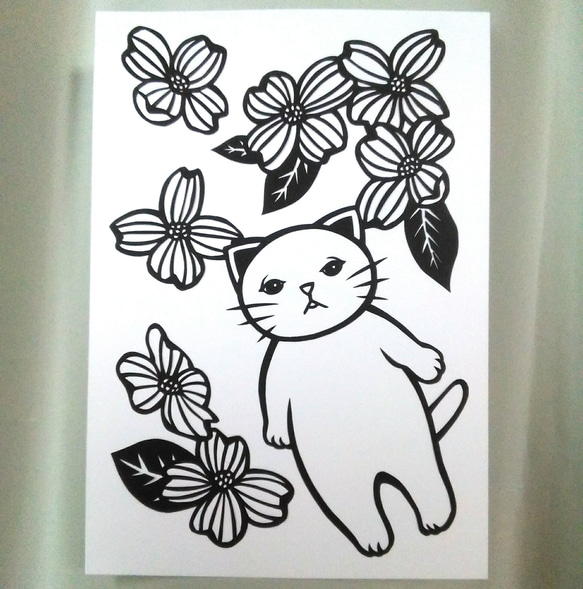 【切り絵】原画　A5サイズ　Dogwood