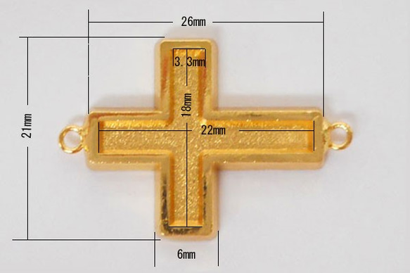 SHAREKI エポキシ樹脂粘土  クロス（十字架）ブレスレットパーツ  ニッケルフリー ゴールド  cro-bs-g