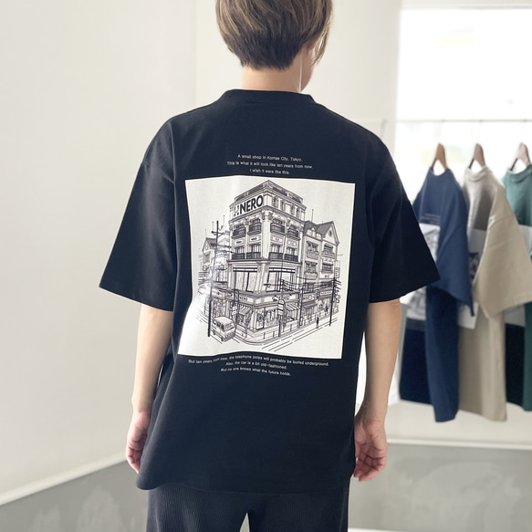 『2024新作』春〜秋まで！厚手USAコットン バックプリントTシャツ ユニセックス 5色展開 【ブラック】