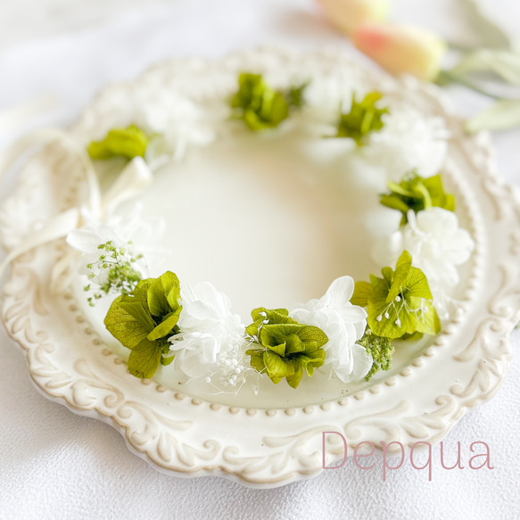 【送料無料】ベビー　キッズ　花冠　~greentea~  花かんむり　はなかんむり　結婚式　子供用　誕生日　リングガール