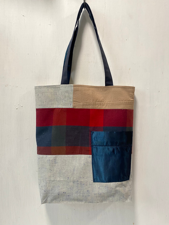 totebag /ヴィンテージ　チェック柄のトートバッグ    ■tf-369