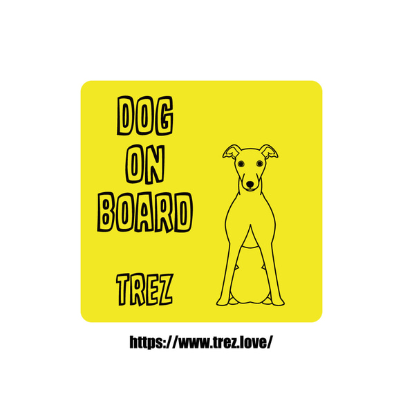 全8色 名前入り DOG ON BOARD イタリアングレーハウンド ラインアート ステッカー