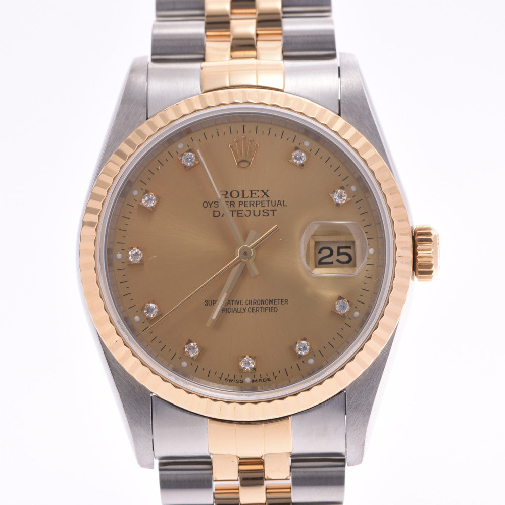 ROLEX ロレックス デイトジャスト 10Pダイヤ 16233 ボーイズ YG/SS 腕時計 自動巻き シャンパン文字盤 Aランク 中古 