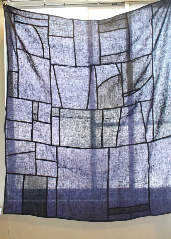 LINEN POJAGI CURTAIN 110×130 リネンポジャギカーテン ダークネイビー