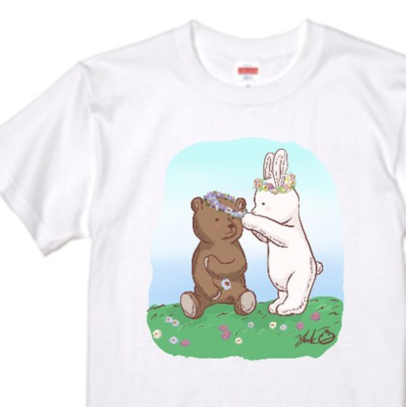 はなかんむり　くま&うさぎ　Tシャツ 5.3oz