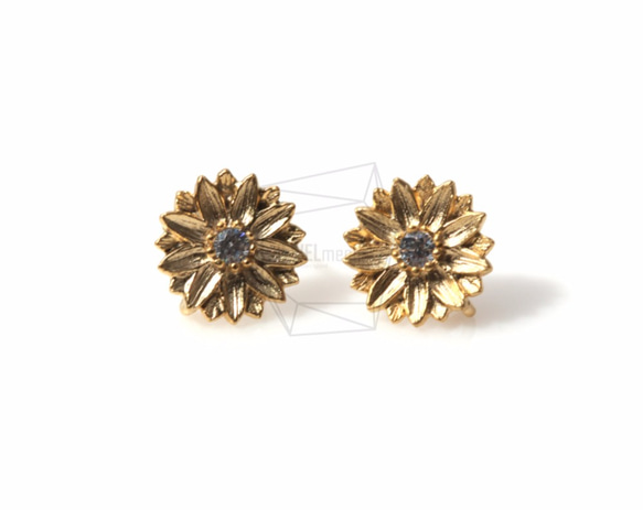 ERG-321-MG【2個入り】CZデイジーピアス/CZ Daisy Earring/10mm x 10mm