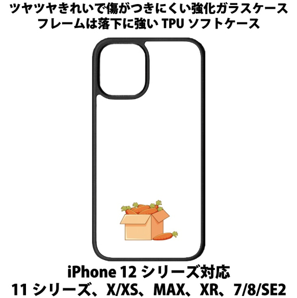 送料無料 iPhone13シリーズ対応 背面強化ガラスケース ダンボールとにんじん