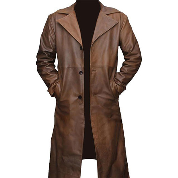 羊革ワックス加工ロング/トレンチコート Sheep Leather Waxed Long Trench Coat