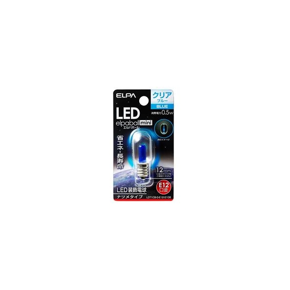 エルパ LED電球 E12口金 0．5Wナツメタイプ 青色 elpaball mini LDT1CB-G-E12-G108