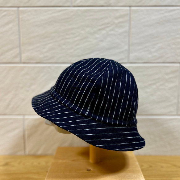 ウォバッシュ岡山デニム☆12oz☆バケットハット 帽子☆ユニセックス☆紺NAVY☆62cm☆大きめ