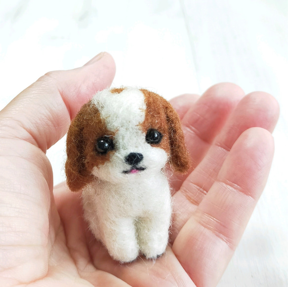 ◾受注制作・羊毛フェルトの小さなわんこ(キャバリア)　マスコット　犬