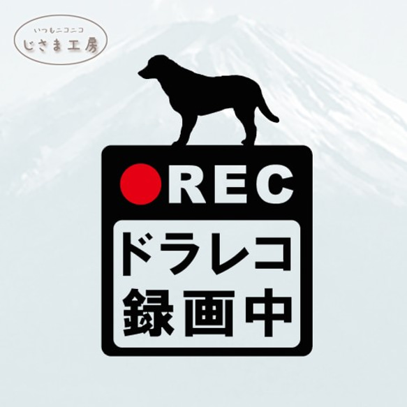 ラブラドールレトリバーの黒色シルエットステッカー危険運転防止!!ドライブレコーダー録画中