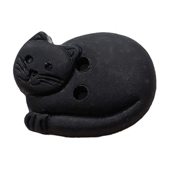 フランス ボタン20mm 猫 キャット ブラック1個 黒猫 ねこ B-1657 AH　ハロウィン