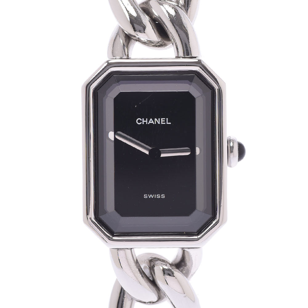 CHANEL シャネル プルミエール サイズL レディース SS 腕時計 クオーツ 黒文字盤 Aランク 中古 