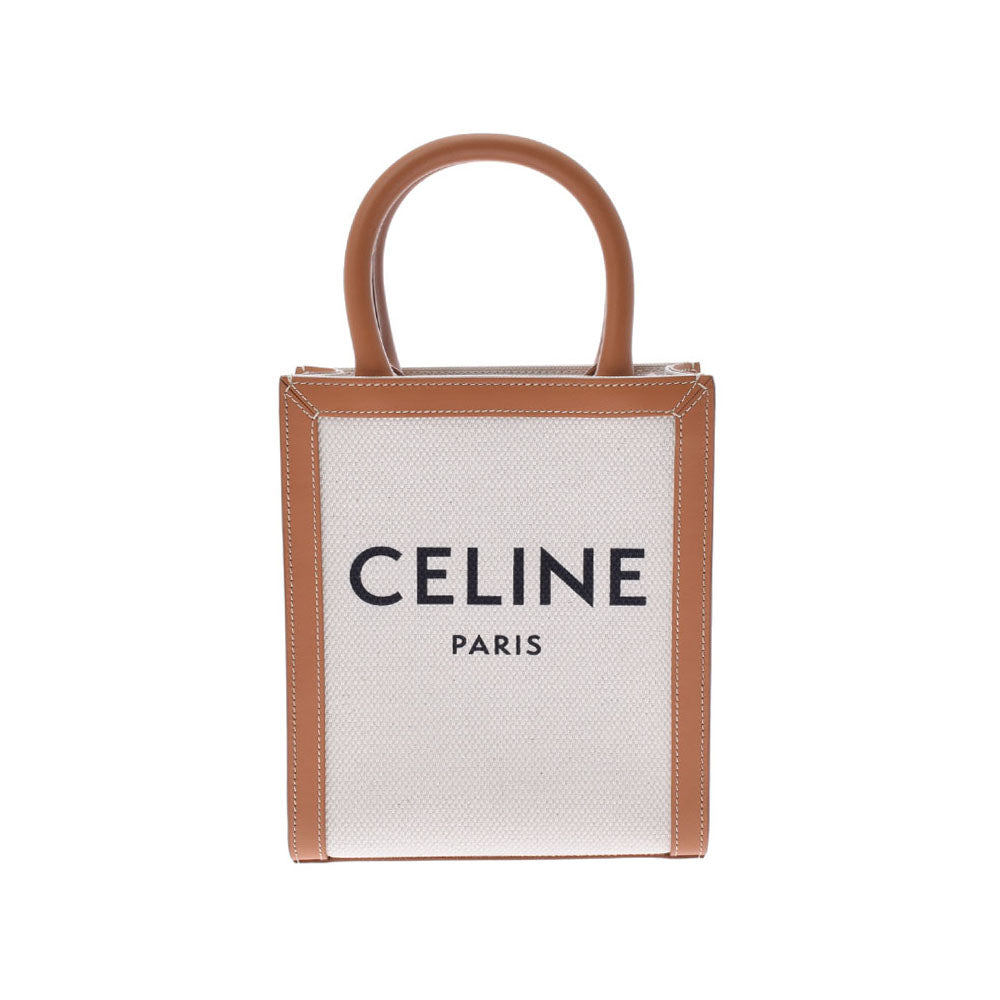 CELINE セリーヌ バーティカルカバ ミニ ナチュラル/タン 193302BNZ02NT レディース レザー キャンバス ハンドバッグ 新同 中古 