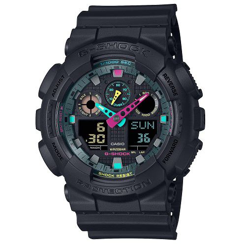 カシオ GA-100MF-1AJF G-SHOCK Multi Fluorescent color ワールドタイム 20気圧防水 LEDライト