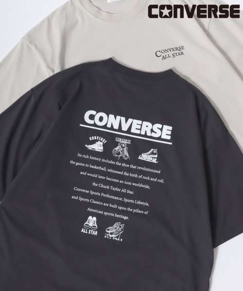 【Lazar】CONVERSE/コンバース COOLMAX/吸水速乾 バックプリント ロゴ ワンポイント 半袖Tシャツ/レディース メンズ