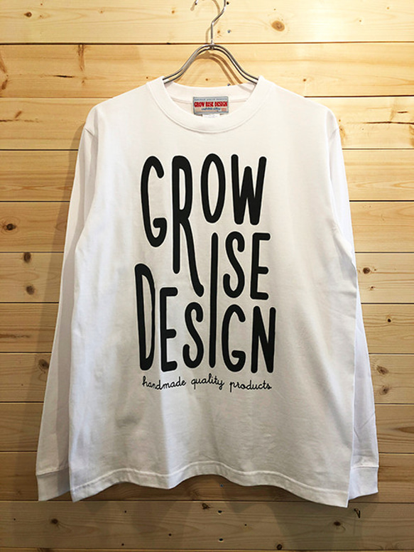 GROW RISE DESIGN　ロゴ　ロングスリーブTシャツ（ホワイト）