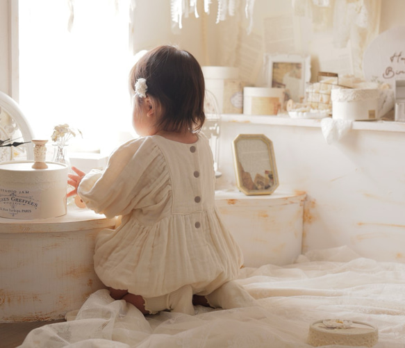 ふわっと//どんなスタイにも合うカルムロンパース♡ ダブルガーゼのゆったりロンパース　ベビー服 出産祝いギフト　夏