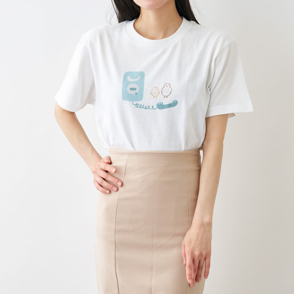 レトロな電話と小鳥 Tシャツ