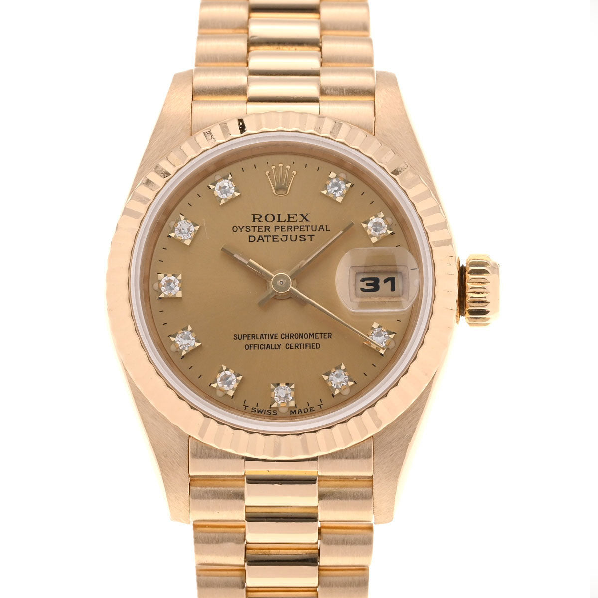 ROLEX ロレックス デイトジャスト 10Pダイヤ 69178G レディース YG 腕時計 自動巻き シャンパン文字盤 Aランク 中古 