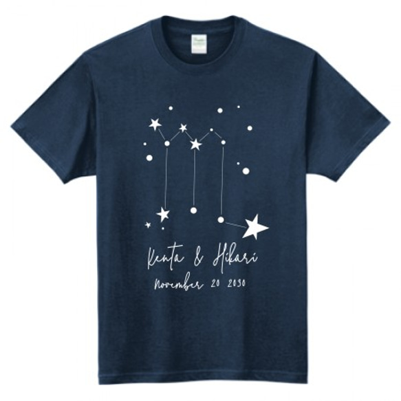 名入れ　Tシャツ　星座　ウェディング　前撮り　お揃い　ペア　カラー豊富　tshirts0006