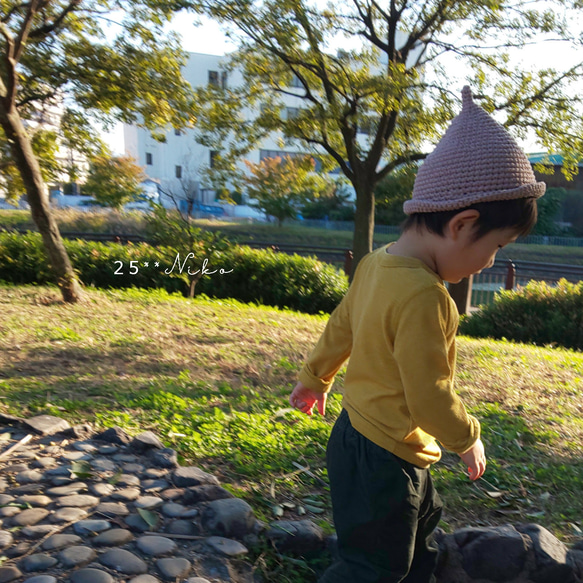 送料無料＊ベビー　赤ちゃん　子供用　どんぐりハット　どんぐり帽子　とんがり帽子　つば付き　春夏　つば付き　コットン