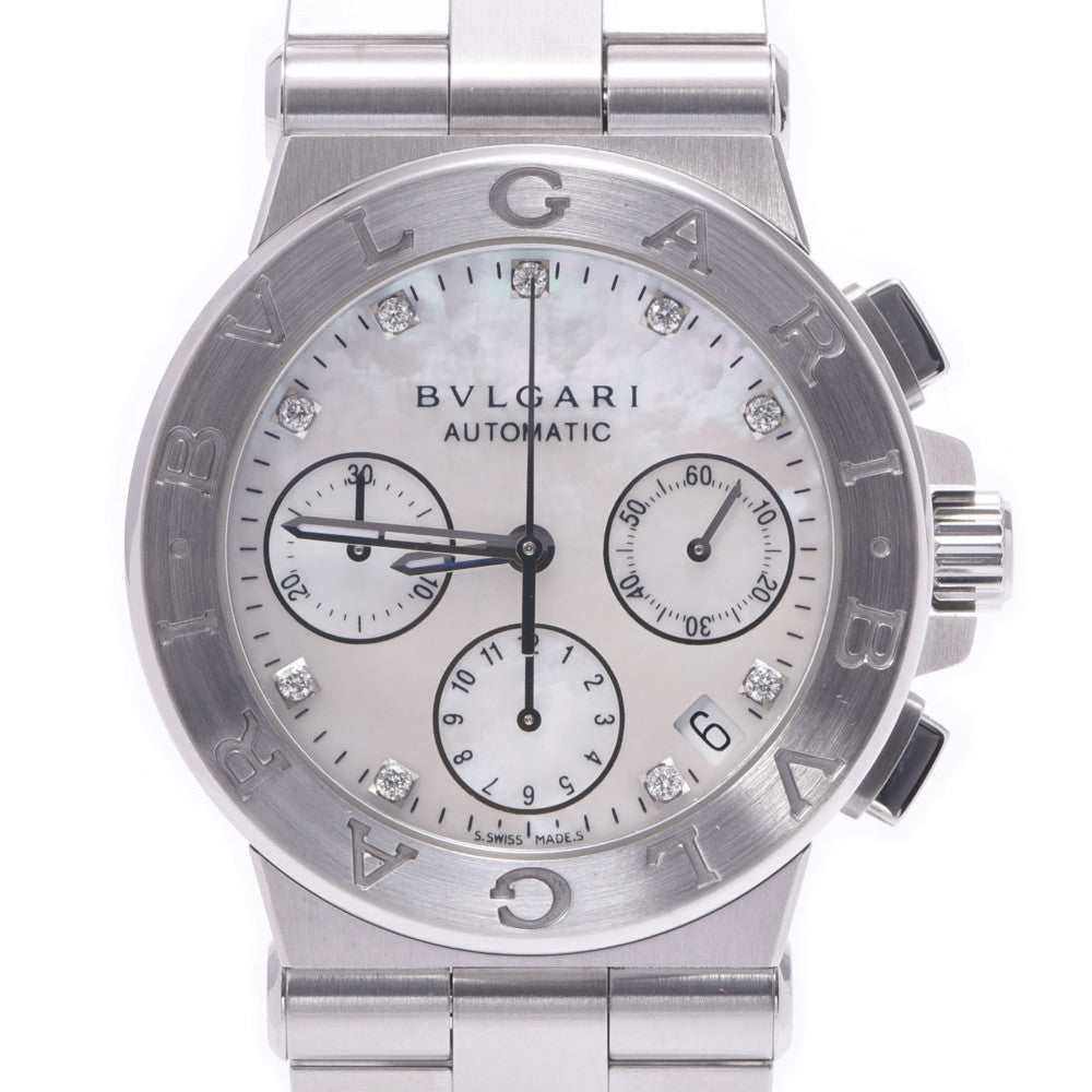 BVLGARI ブルガリ ディアゴノ クロノグラフ 9Pダイヤ DG35WSLDCH メンズ SS 腕時計 自動巻き シェル文字盤 Aランク 中古 