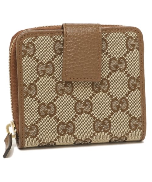 グッチ アウトレット 二つ折り財布 GGキャンバス ベージュ ブラウン レディース GUCCI 346056 KY9LG 8610