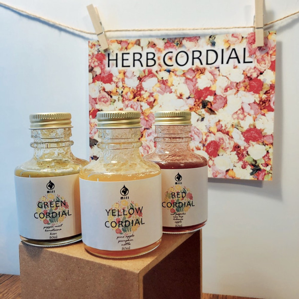 ◆ギフトにも◆ 手作りハーブコーディアルミニセット HERB CORDIAL mini SET 80ml×3本